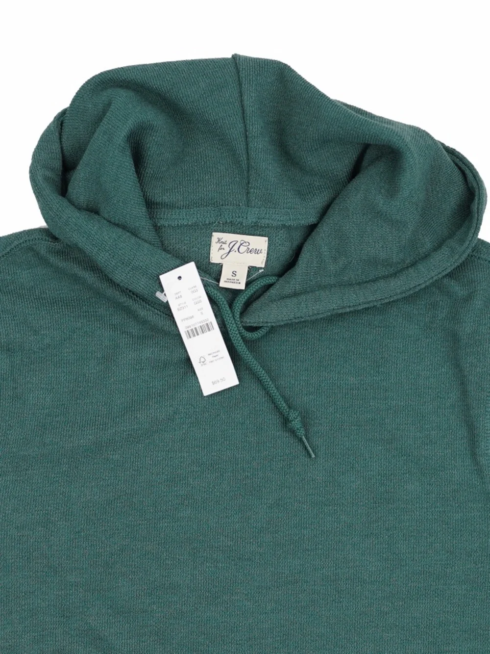 New J.CREW Size Mens S Textured Hooded Sweater-Tee in Green $69 BZ311